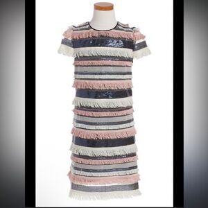 Milly Minis Striped Fringe Kids Dress - 10